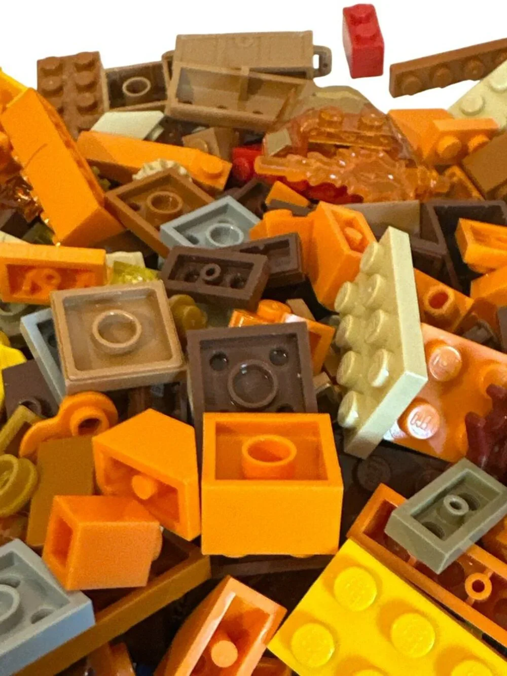 Mixed Lego Pieces In Brown Orange Yellow & Light Gray Tones Bulk Lot Building